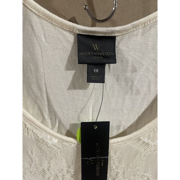 WORTHINGTON Off white Lace Shell Sleeveless Blouse Top Women's Size 1X NWT - Picture 2 of 4